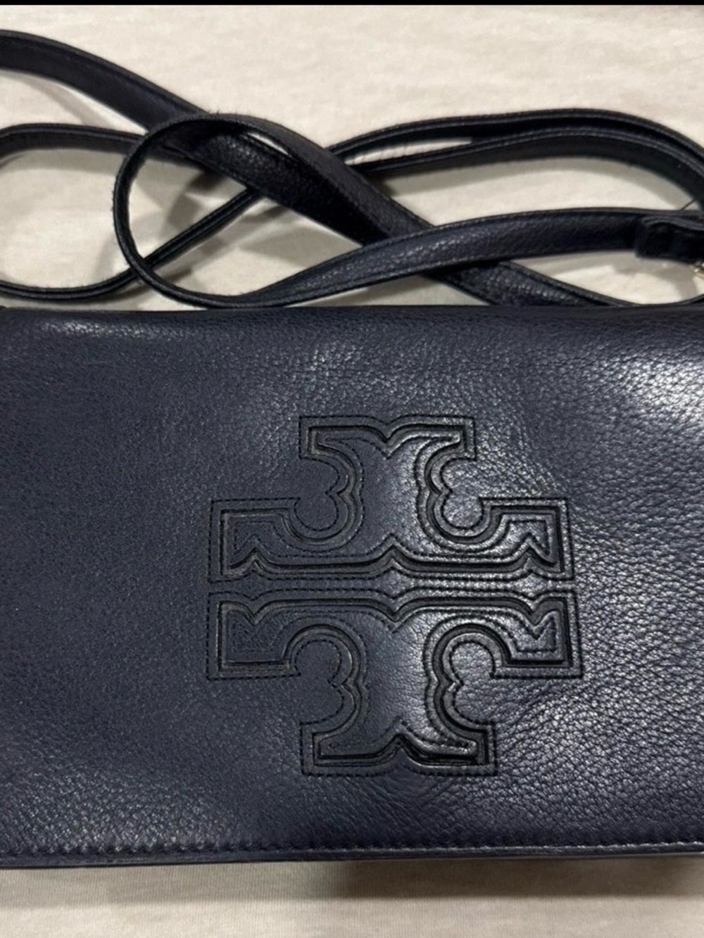 Tory Burch Black Leather Logo Crossbody